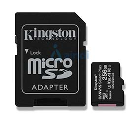 Tarjeta MicroSD Kingston Canvas Select Plus 256 GB 100R A1 C10 Card C/Adaptador