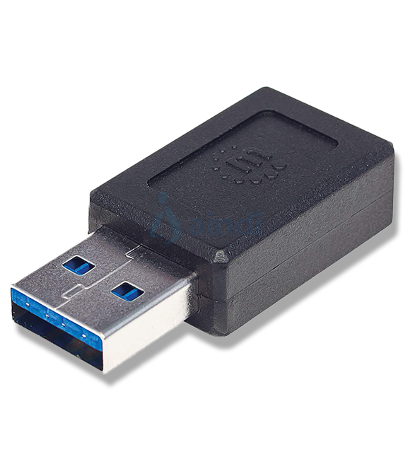 Adaptador Manhattan USB-A a USB-C Súper Velocidad Color Negro
