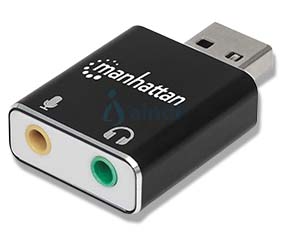 Manhattan Adaptador de Sonido Estéreo USB Alta Velocidad a Puertos 3.5mm Negro 152754