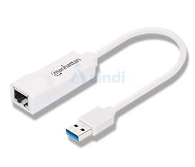 Manhattan Adaptador Súper Velocidad USB 3.0 a RJ-45 GB Ethernet Blanco 506847