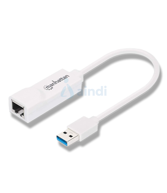 Adaptador Manhattan Súper Velocidad USB 3.0 a RJ-45 GB Ethernet Color Blanco