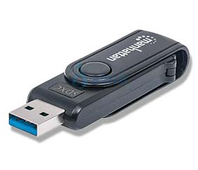 Mini lector grabador tarjetas Manhattan 101981 USB 3.0 24 en 1 portátil