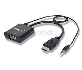 Manhattan 151559 Convertidor HDMI a VGA con Audio, Color Negro