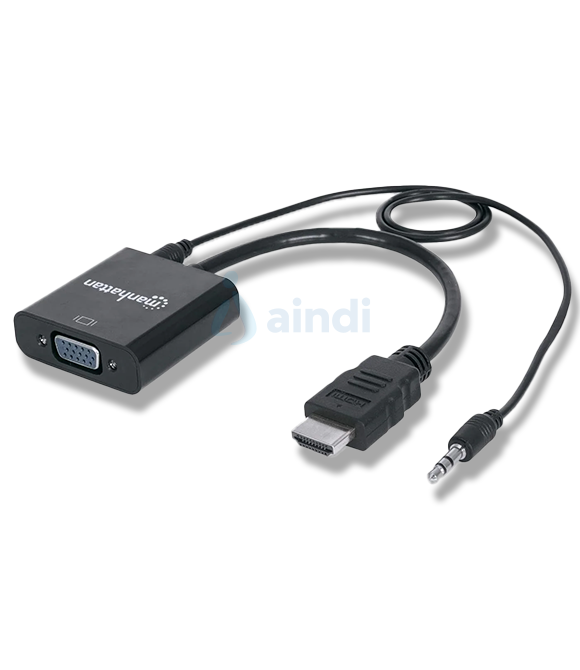 Convertidor Manhattan HDMI a VGA con Audio - Color Negro