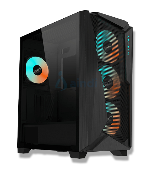 Gabinete Gamer Gigabyte C301 Glass Media Torre ITX mATX ATX EATX 4xFan ARGB Cristal Templado Negro