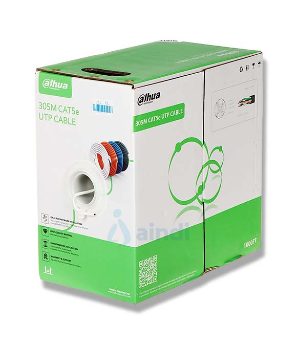 Bobina de Cable Dahua UTP Cat5e de 305m CCA/24 AWG/Color Blanco/Uso Interior/Cubierta HDPE de FR-PVC (ROHS)