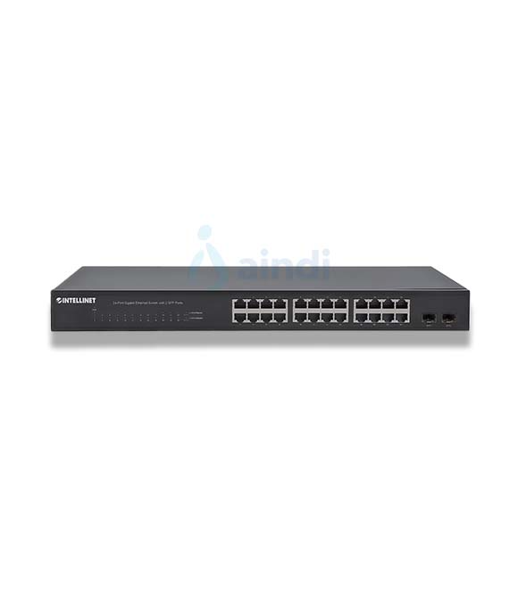 Switch Intellinet 24 Puertos Gigabit Ethernet con 2 Puertos SFP Montaje en Rack 19"