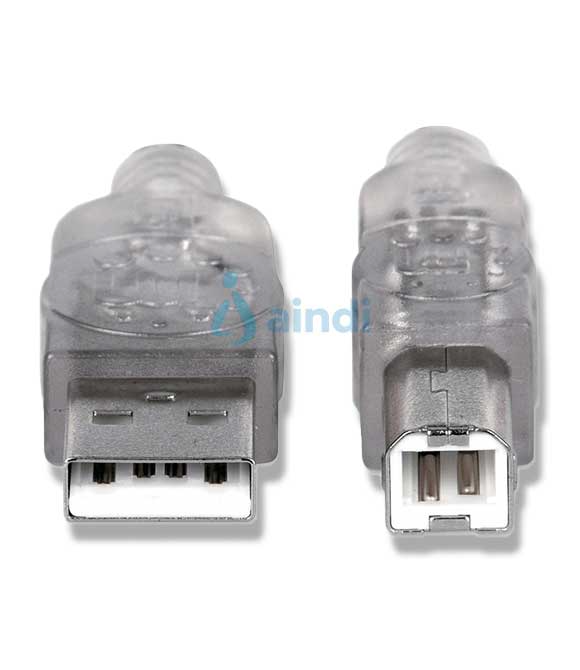 Cable Manhattan USB A-B 2.0 Alta Velocidad 4.5m Color Plata