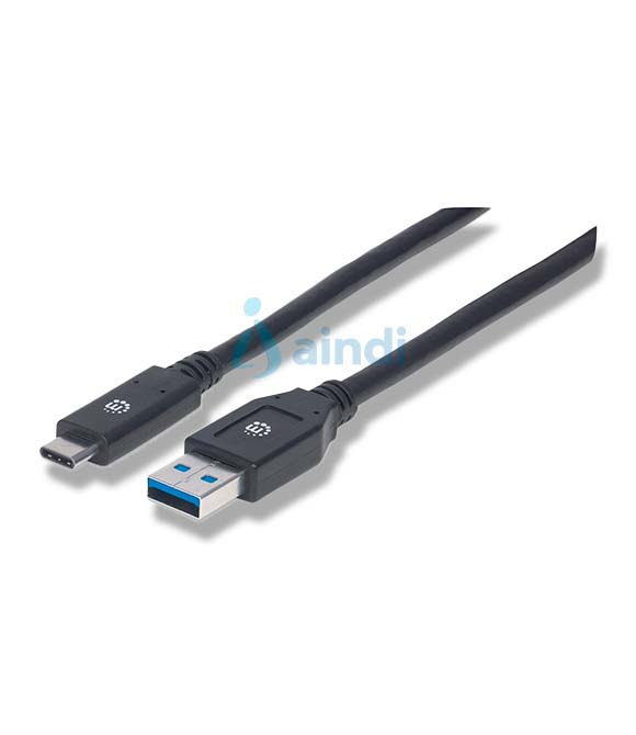 Cable Manhattan USB A-C 3.2 Súper Velocidad 1m - Color Negro