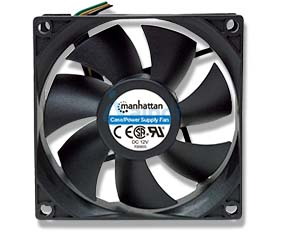 Ventilador MANHATTAN 700955 para Fuentes de Poder y Gabinetes, 80 mm, 3 pines, rodamientos tipo sleeve