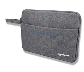 Manhattan Funda para portátil Seattle 14,5", gris, acolchada, interior extra suave, compartimento principal con doble cremallera, bolsillo frontal con cremallera, asa de transporte, resistente al agua y duradera, 3 años de garantía
