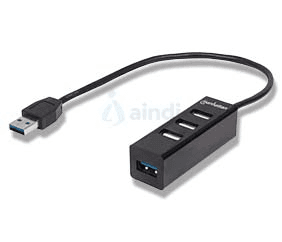 Manhattan Hub Combo 1 Puerto USB 3.0/3 Puertos USB 2.0 Negro 163828
