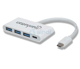 Manhattan HUB USB-C 3 puertos a 1 puerto C 163552