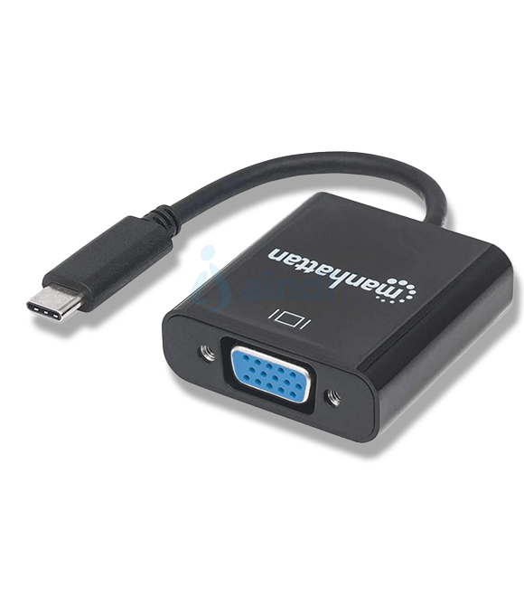 Convertidor Manhattan Video USB-C 3.1 a VGA-H Color Negro