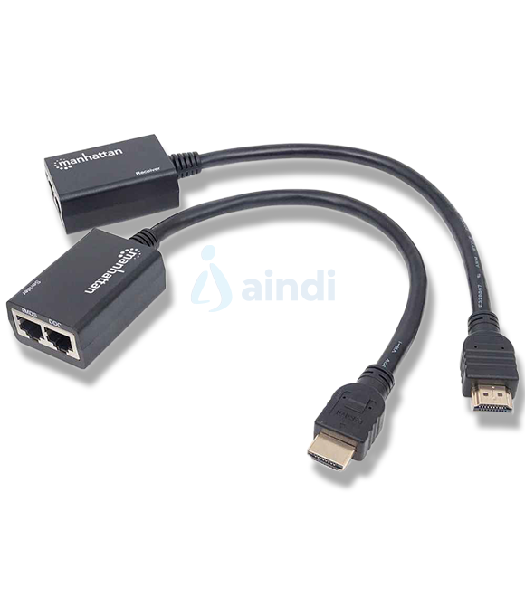 Extensor Manhattan Video HDMI Vía Cat 5/6 30m Color Negro