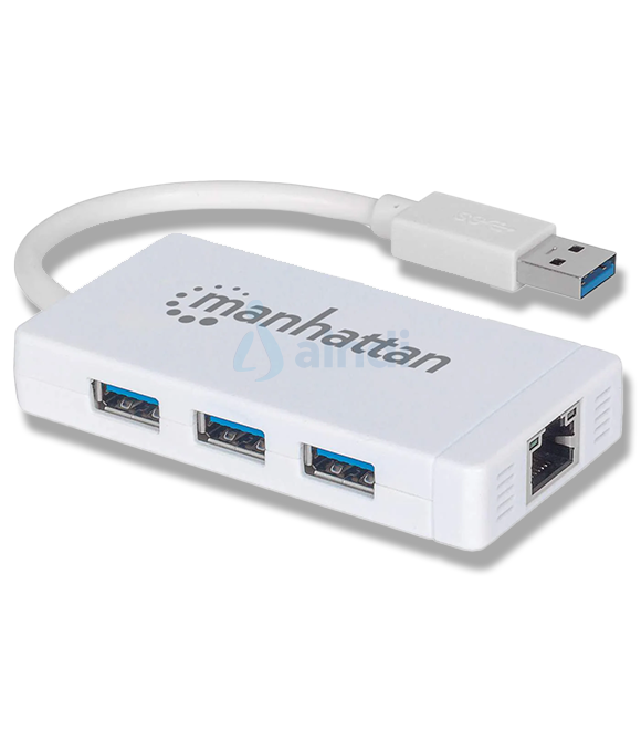 Hub Manhattan USB 3.0 con 3 Puertos/Adaptador Gigabit Ethernet
