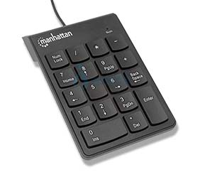 Manhattan 176354 Teclado Numérico Alámbrico USB 18 Teclas Negro