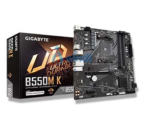 GIGABYTE B550M K Placa base - Procesadores AMD Ryzen 5000, hasta 4733 MHz DDR4, 1xPCIe 4.0 + 1xPCIe 3.0 M.2, LAN 1GbE, USB 3.2 Gen 1
