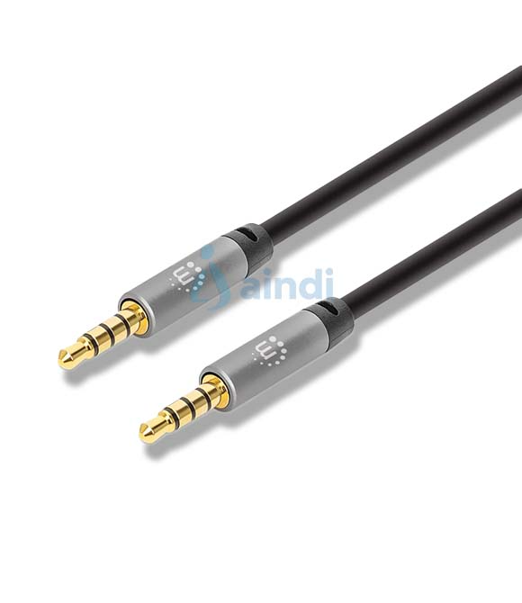 CABLE AUDIO,MANHATTAN,355988, ESTEREO 3.5MM M-M 1.0M NEGRO/ALUMINIO PLATEADO