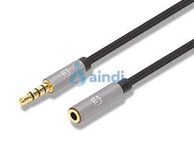 Manhattan 356046 Cable de audio estéreo 3.5mm extensión M-H 3.0 m negro/aluminio plateado