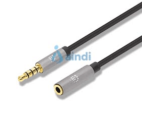 Cable audio estéreo Manhattan 356053 3.5mm 5.0 m Negro/Aluminio