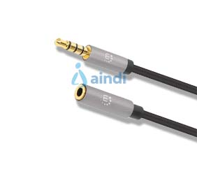 CABLE AUDIO ESTEREO MANHATTAN 356022 - 3.5MM EXTENSIÓN M-H 1.0M NEGRO/ALUMINIO PLATEADO