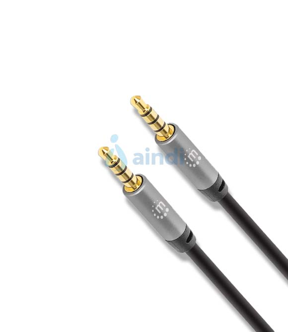 CABLE AUDIO ESTEREO, MANHATTAN,356008, 3.5MM M-M 3.0M NEGRO/ALUMINIO PLATEADO