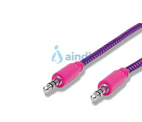 Cable stereo manhattan 3.5 m-m ipod a stereo 1.8m textil morado/rosa