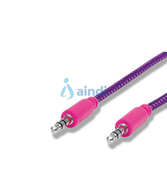 CABLE STEREO MANHATTAN 3.5 M-M IPOD A STEREO 1.8M TEXTIL MORADO/ROSA