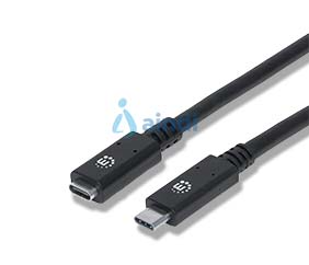 Manhattan 355230 Cable USB-C V3.1 Extensión 0.5 m Negro 10 Gbps 5A 355230