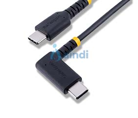 StarTech.com R2CCR-2M-USB-CABLE Cable USB-C 2 m acodado en ángulo recto, carga rápida PD 60W, 3A, alta resistencia