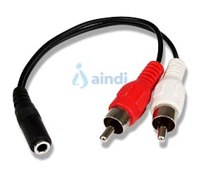 Cable adaptador audio 3.5mm hembra a 2x RCA macho StarTech MUFMRCA 15cm