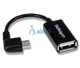 StarTech.com UUSBOTGRA Cable adaptador Micro USB a USB OTG acodado a la derecha de 12 cm