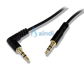StarTech.com MU3MMSRA Cable de audio de 91 cm delgado, audio estéreo mini jack de 3.5 mm en ángulo derecho macho a macho