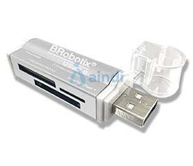 LECTOR DE TARJETAS TODO EN UNO USB V2.0 METALICO PLATA BROBOTIX