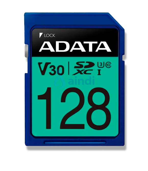 Secure Digital ADATA V30 SDXC UHS-I U3 ADATA ASDX128GUI3V30S-R, 128 GB, Clase 10