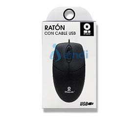 Mouse básico USB BROBOTIX 497202, negro, 3 botones, alámbrico, óptico