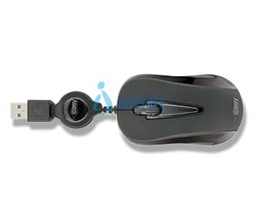 Perfect Choice Easy Line EL-993346 Mini Mouse Óptico Retráctil Alámbrico 1000 DPI Negro