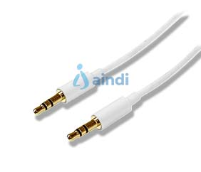 Cable 1m 1 metro Slim Delgado de Audio Estéreo Mini Jack Plug 3,5mm - Blanco - Macho a Macho