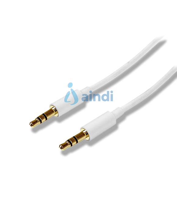 Cable 1m 1 metro Slim Delgado de Audio Estéreo Mini Jack Plug 3,5mm - Blanco - Macho a Macho