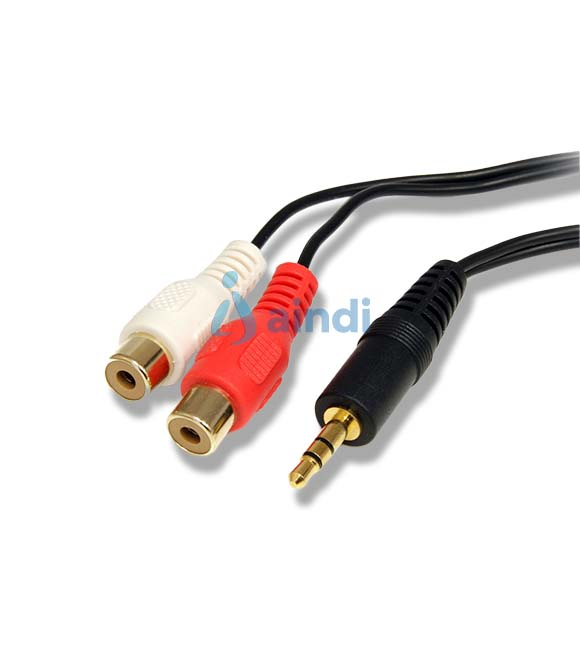 Cable de Audio de 6 pies (1.8m) - Conector de 3.5mm a 2x RCA - Color Negro