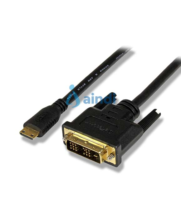 Cable de 1m Mini HDMI a DVI - Cable DVI-D a HDMI (1920x1200p) - Mini HDMI Macho de 19 Pines a DVI-D Macho - Cable Adaptador para Monitor Digital - Adaptador Mini HDMI a DVI
