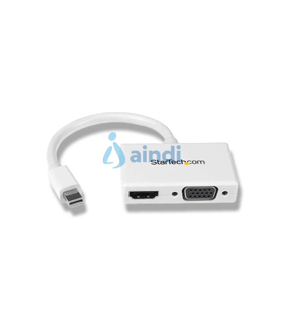 StarTech.com Adaptador Mini DP de Audio/Vídeo para Viajes - Conversor Mini DisplayPort a HDMI o VGA - 1080p Blanco