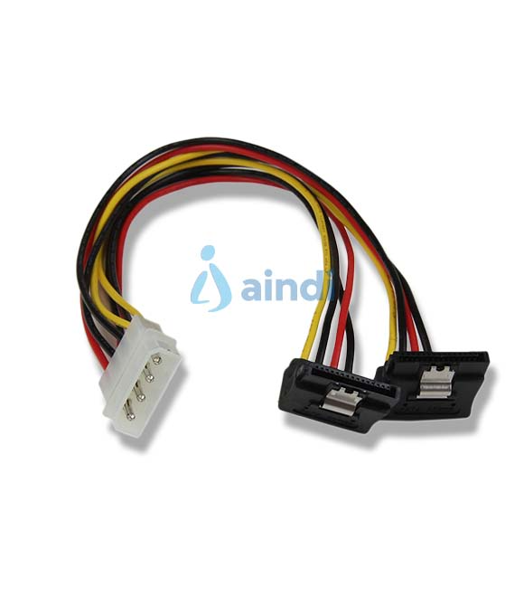 StarTech.com Adaptador Cable 30cm Divisor de 4 Pines LP4 a Doble SATA en Ángulo Derecho Cierre Seguridad