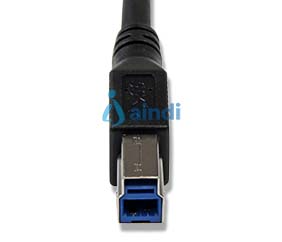 Cable 1m USB 3.0 Super Speed USB B Macho a USB A Macho Acodado en Ángulo a la Derecha - Negro