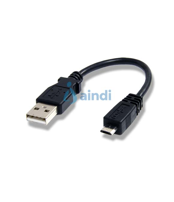 Cable Adaptador de 15cm USB A Macho a Micro USB B Macho para Teléfono Móvil - Carga y Datos (Negro)