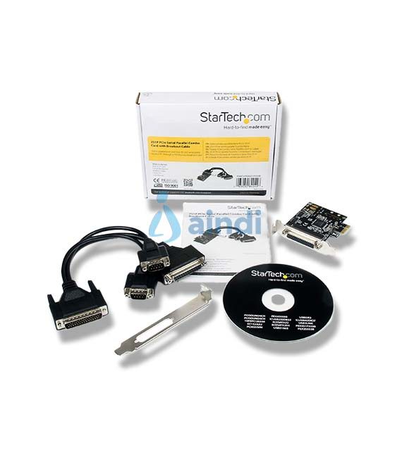 StarTech.com Tarjeta Adaptadora PCI Express PCIe 2 Puertos Serie 1 Paralelo con Cable Multiconector RS232 Serial