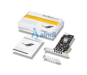StarTech.com Adaptador Tarjeta PCI Express PCI-E 4 Puertos USB 3.0 UASP 2 Canales de 5Gbps con Alimentación Molex SATA