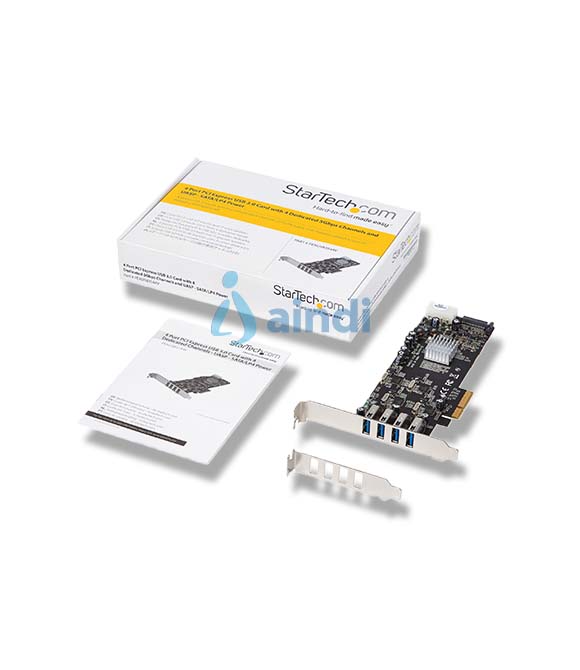 StarTech.com Adaptador Tarjeta PCI Express PCI-E 4 Puertos USB 3.0 UASP 2 Canales de 5Gbps con Alimentación Molex SATA
