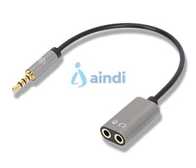 ADAPTADOR AUXILIAR, CONECTOR 3.5 MM MACHO A 2 X 3.5 MM HEMBRA, 20 CM (8 PULG.), DIVIDE UNA TOMA úNICA DE 3.5 MM EN ENTRADA DE MICRóFONO Y SALIDA DE AUDIO